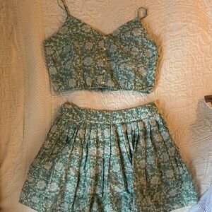 American Eagle Outfitters Green Floral Skirt Set